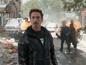 Marvel Studios' AVENGERS: INFINITY WAR..Tony Stark/Iron Man (Robert Downey Jr.) w/ Doctor Strange (Benedict Cumberbatch), Bruce Banner (Mark Ruffalo) and Wong (Benedict Wong) in the background L to R. ..Photo: Film Frame..©Marvel Studios 2018