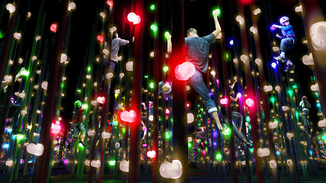2018年6月21日（木）チームラボの創造的運動空間、身体で世界を捉え、立体的に考える施設「チームラボアスレチックス：運動の森」が、東京・お台場のパレットタウン内の「MORI Building DIGITAL ART MUSEUM: teamLab Borderless（チームラボボーダレス）」にオープン！子供たちが身体を動かして世界を立体的に捉えることで空間認識能力と高次元的思考を養います。