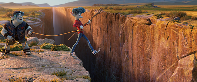 In Disney and Pixar’s “Onward,” brothers Ian and Barley embark on an epic quest in an effort to conjure their late dad for one magical day. Among the magical spells they must do within the quest, one of the biggest involves crossing a massive crevasse with nothing but Ian’s own faith beneath his feet. Featuring Tom Holland as the voice of Ian, and Chris Pratt as the voice of Barley, “Onward” opens in U.S. theaters on March 6, 2020.  © 2019 Disney/Pixar. All Rights Reserved.