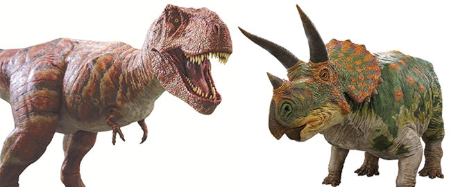 ティラノサウルスの全身復元骨格が集結する「ティラノサウルス展 ～T. rex 驚異の肉食恐竜～」が2021年11月13日（土）から名古屋市科学館で開催！ティラノサウルスの全身復元骨格、なかでも獲物のエドモントサウルスに襲いかかる様子を再現したティラノサウルス（アイヴァン）は日本初公開！