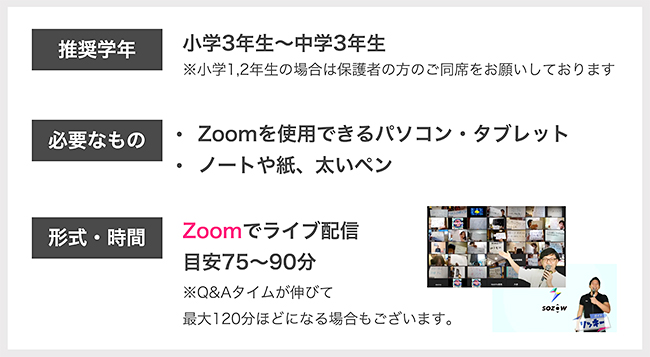 小・中学生向けオンラインの学び場「SOZOW（ソーゾウ）」は、株式会社ユーグレナCEOの永田暁彦さんをゲストに迎え、子どもたちが話を聞ける特別イベント「テクノロジーで未来の社会を良くするユーグレナCEO永田暁彦の挑戦！」を2021年11月14日（日）に開催！ただいま参加者募集中！