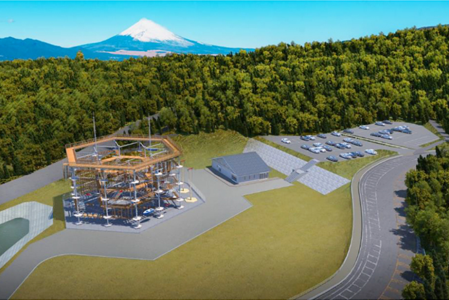 日本一の歩行者専用吊橋「三島スカイウォーク」を運営する株式会社フジコーは2022年8月(予定)、世界遺産 富士山の眼下、史跡・山中城址公園隣接地に高さ18メートル、幅32メートルの六角柱の巨大なスポーツアトラクションタワー「ドラゴンキャッスル」をオープン!